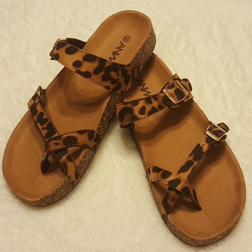 Leopard suede sandals